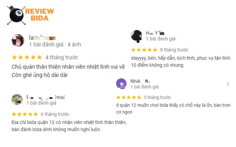 Một số lời bình luận để lại của anh em khi trải nghiệm tại CLB bida K86