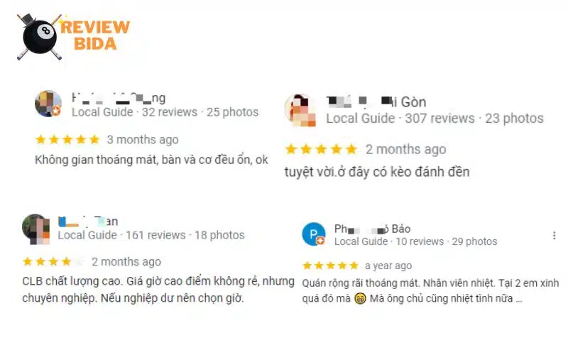 Các đánh giá của anh em cơ thủ khi đến CLB bida 24h