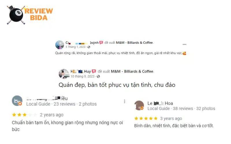 Một số đánh giá của anh em tới chơi tại quán