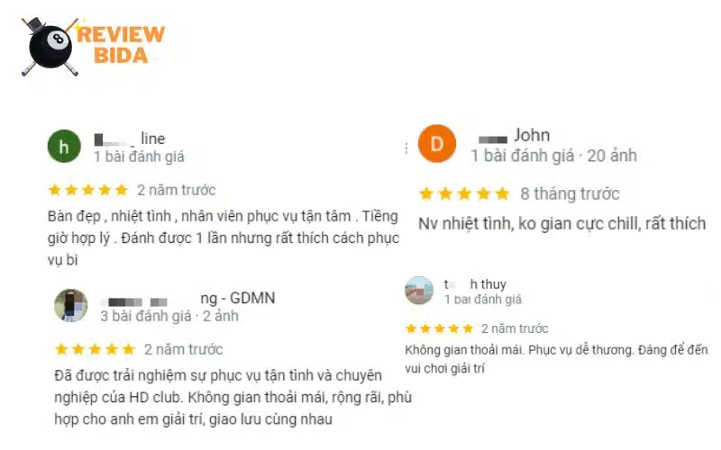 Đánh giá của anh em về CLB TX Billiards