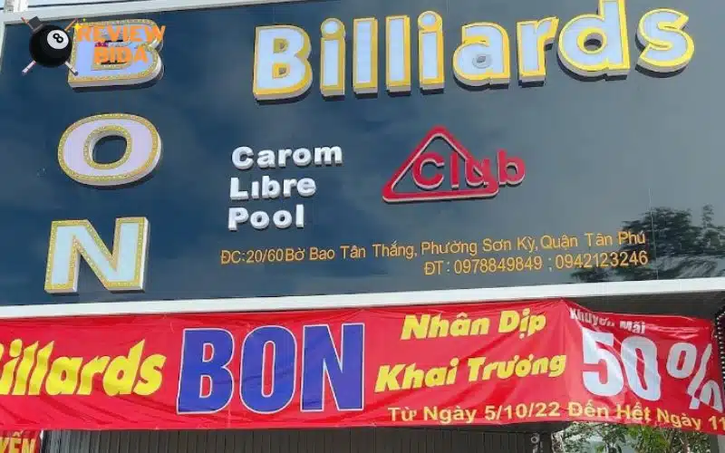 Bon Billiards Club Tân Phú với giá cực rẻ, bàn bi chất lượng