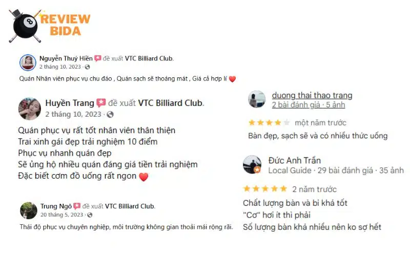 Các đánh giá về CLB VTC Club từ anh em đến trải nghiệm